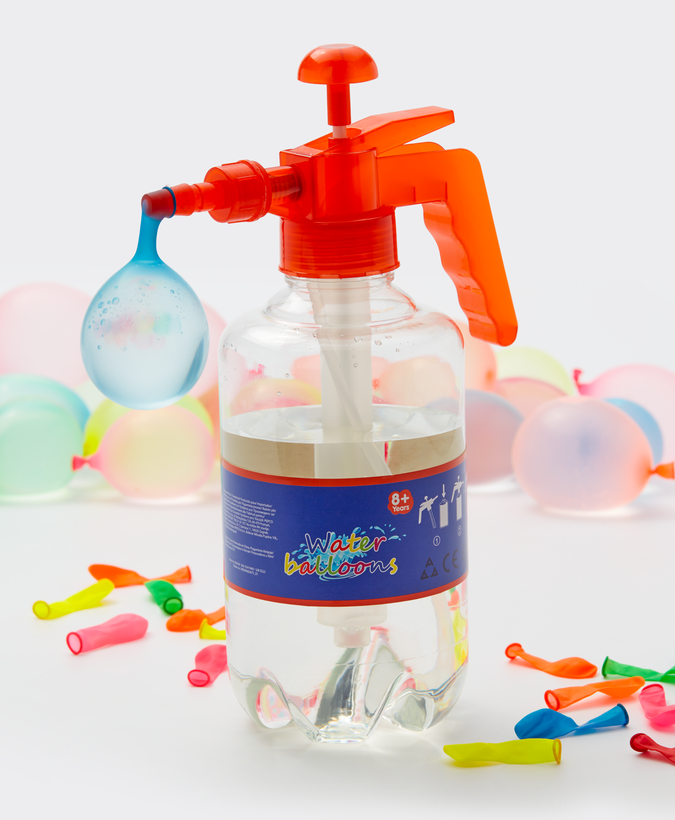 Botella con hinchador 100 globos de agua - Tienda online