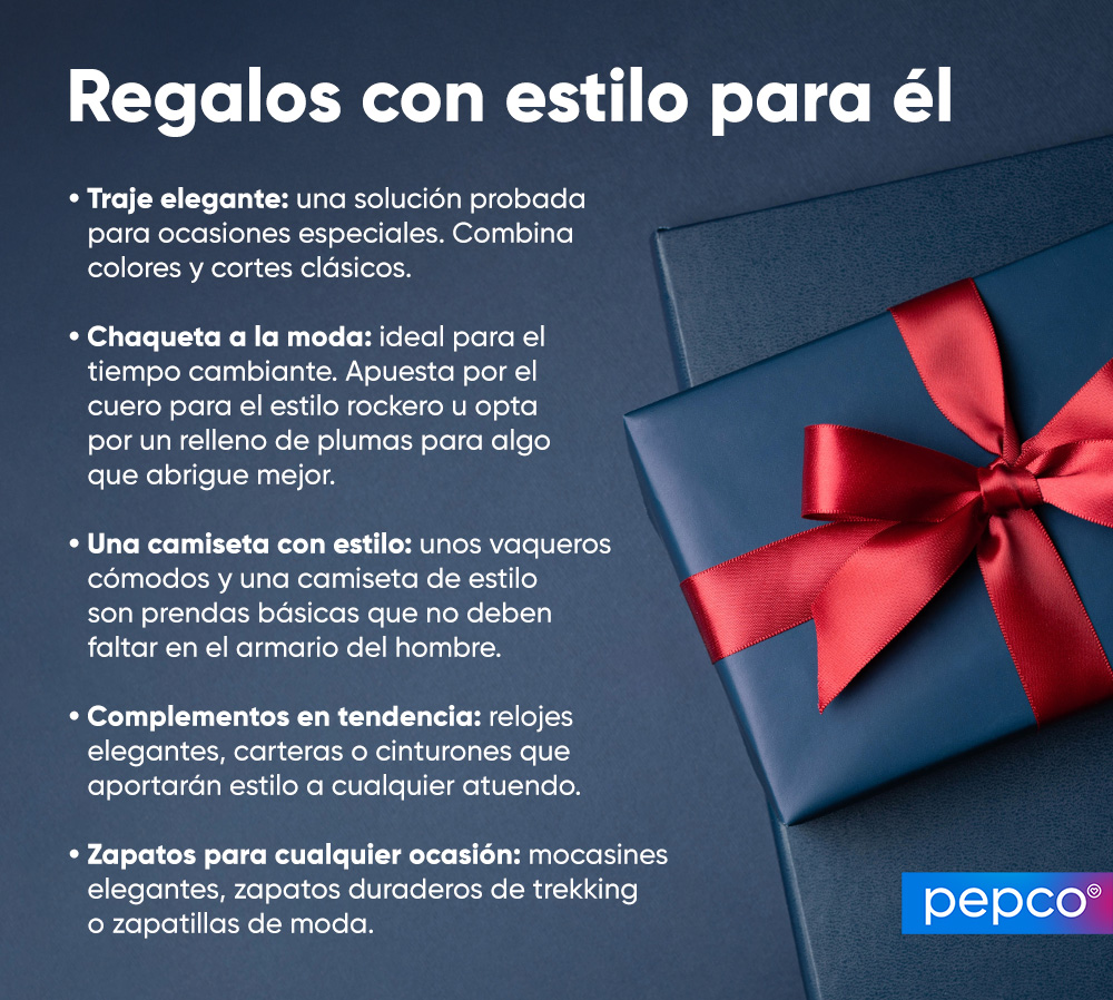 Infografía de Pepco sobre ideas de ropa a ropa para regalar a tu marido