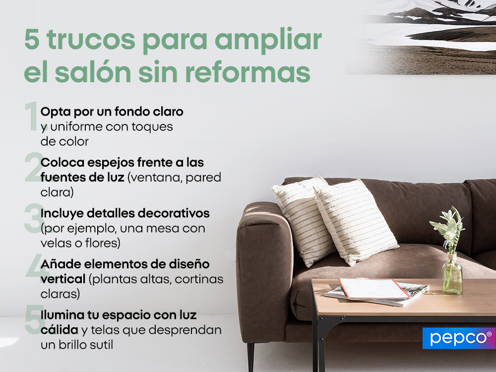 5 trucos para ampliar el salón sin reformas