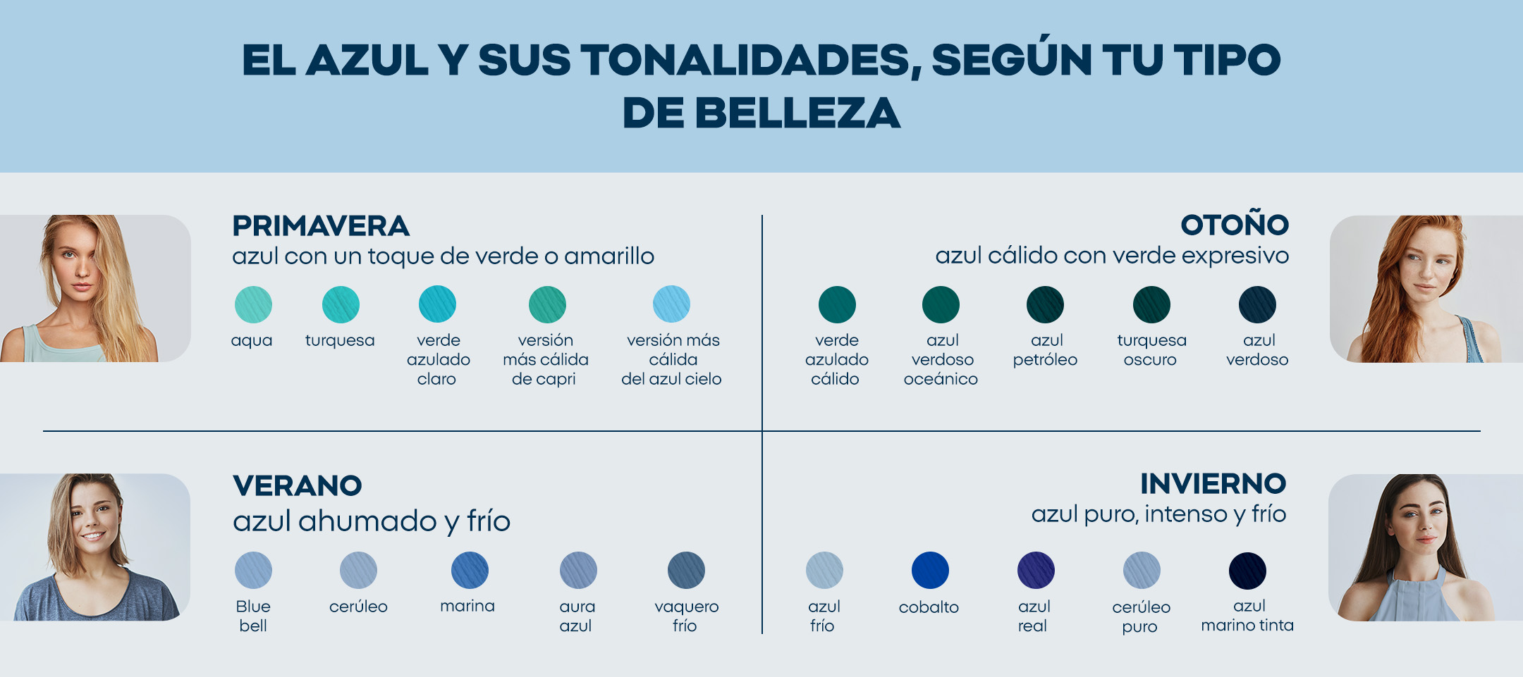 El azul y sus tonalidades, según tu tipo de belleza